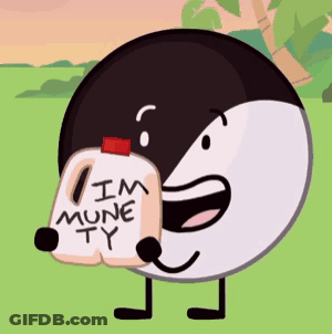 Cartoon Character Holding Munerty Bottle GIF