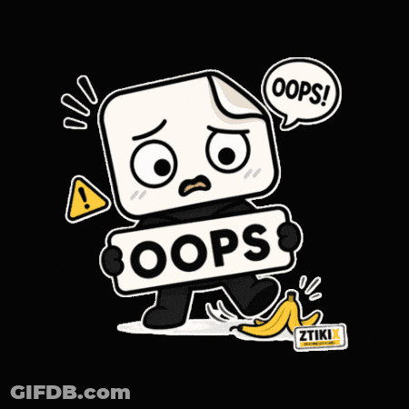 Cartoon Character Holding Oops Sign GIF