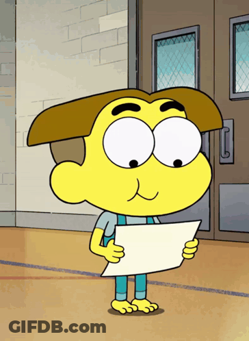 Cartoon Character Holding Paper GIF