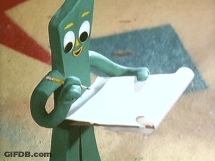 Cartoon Character Holding Paper And Pencil GIF