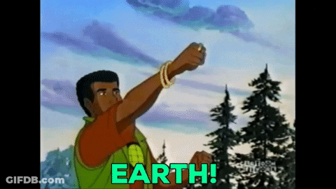 Cartoon Character Holding Paper Saying Earth GIF