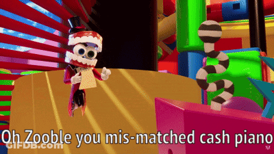 Cartoon Character Holding Paper Saying Oh Zooble You Mis-Matched Cash Piano GIF