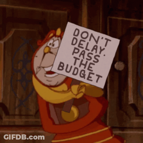 Cartoon Character Holding Pass Budget Sign GIF