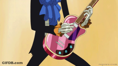 Cartoon Character Holding Pink Guitar Mugiwara-Cruise GIF