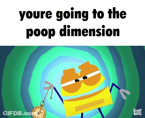 Cartoon Character Holding Pocket Watch Poop Dimension GIF