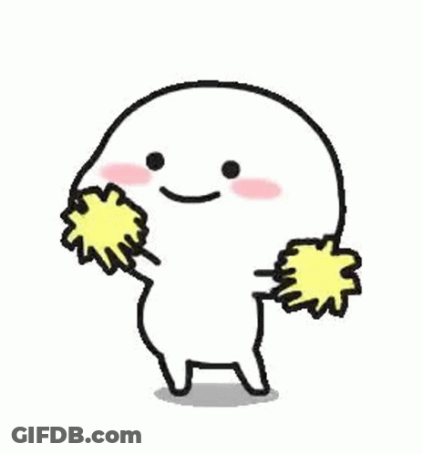 Cartoon Character Holding Pom Poms GIF