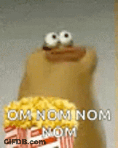 Cartoon Character Holding Popcorn Mouth Open GIF