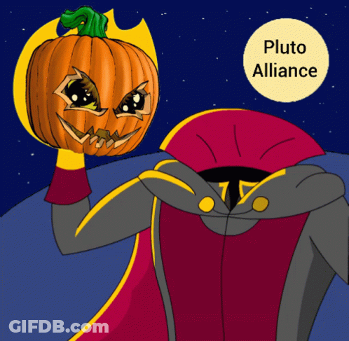 Cartoon Character Holding Pumpkin Face Pluto Alliance GIF