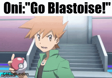 Cartoon Character Holding Red Ball Oni Go Blastoise GIF
