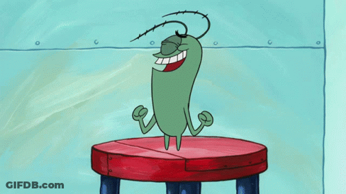 Cartoon Character Holding Red Button With Microphone GIF