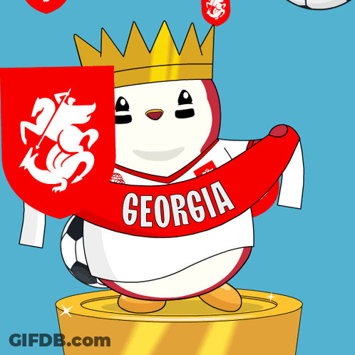 Cartoon Character Holding Red Georgia Banner GIF
