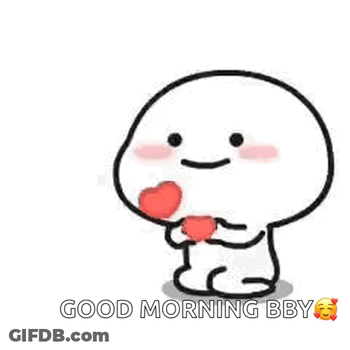 Cartoon Character Holding Red Heart Saying Good Morning Bby GIF