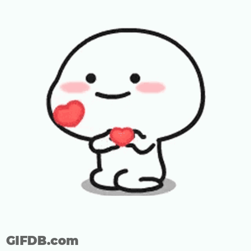 Cartoon Character Holding Red Heart Smiling GIF