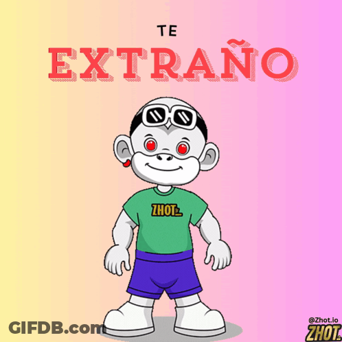 Cartoon Character Holding Red Heart Te Extrano GIF