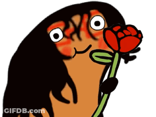 Cartoon Character Holding Red Rose GIF