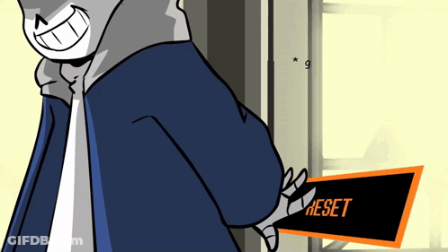 Cartoon Character Holding Reset Sign GIF
