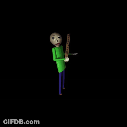 Cartoon Character Holding Ruler With Numbers 1-12 GIF