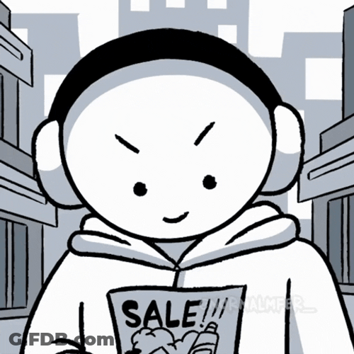 Cartoon Character Holding Sale Brochure GIF