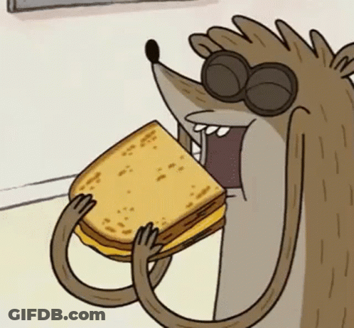 Cartoon Character Holding Sandwich With Sunglasses GIF