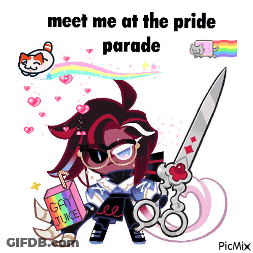 Cartoon Character Holding Scissors And Gay Juice GIF