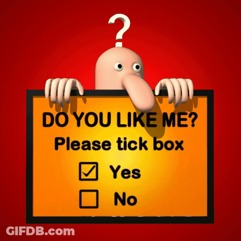 Cartoon Character Holding Sign Do You Like Me GIF