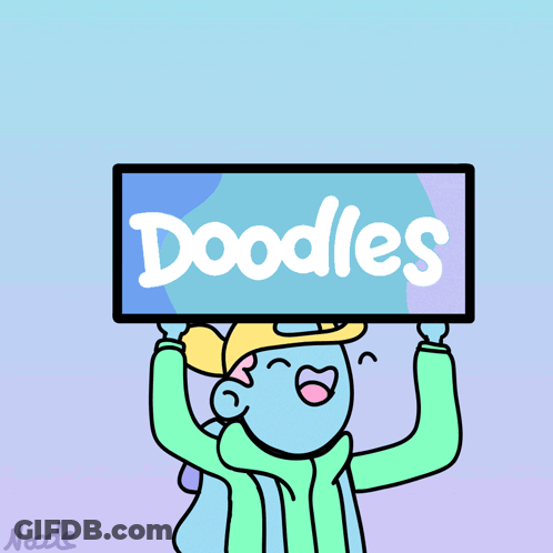 Cartoon Character Holding Sign Doodles GIF