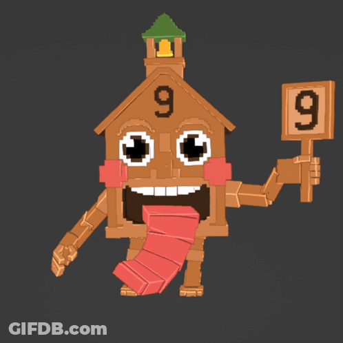 Cartoon Character Holding Sign Saying 9 GIF