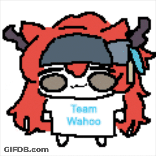 Cartoon Character Holding Sign Saying Team Wahoo GIF