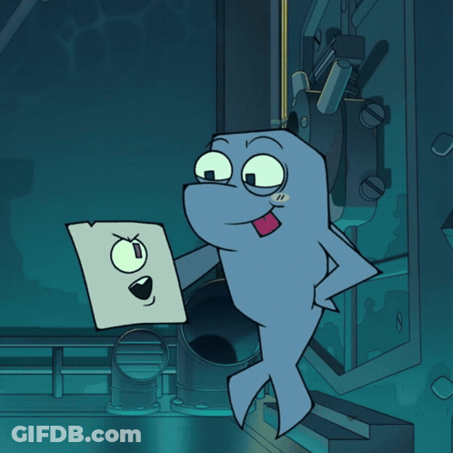 Cartoon Character Holding Smiley Face Paper GIF