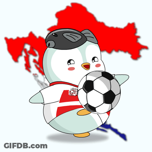 Cartoon Character Holding Soccer Ball With Map Of Croatia GIF