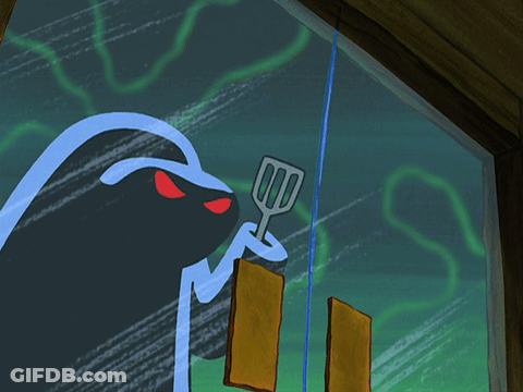 Cartoon Character Holding Spatula And Wood GIF