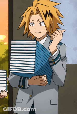 Cartoon Character Holding Stack Of Books GIF