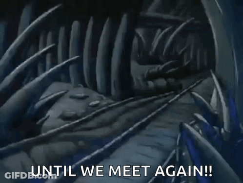 Cartoon Character Holding Stick Saying Until We Meet Again GIF