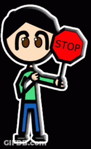 Cartoon Character Holding Stop Sign GIF