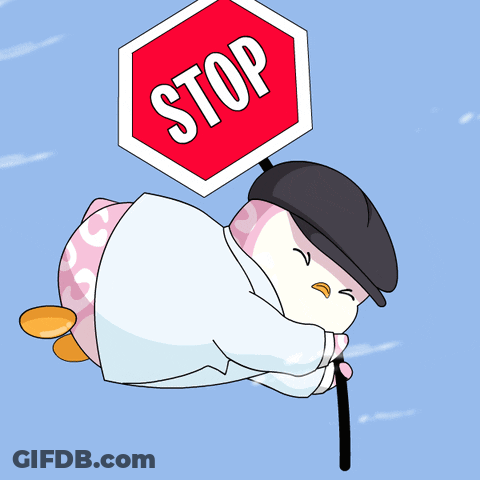 Cartoon Character Holding Stop Sign GIF