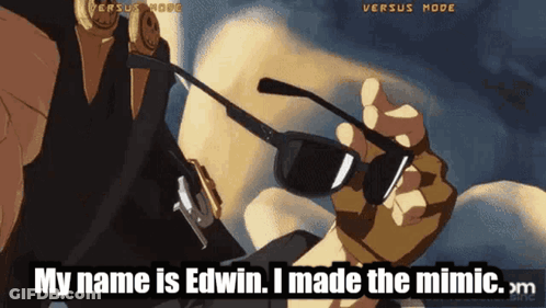 Cartoon Character Holding Sunglasses My Name Is Edwin I Made The Mimic GIF