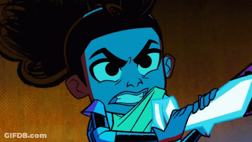 Cartoon Character Holding Sword GIF