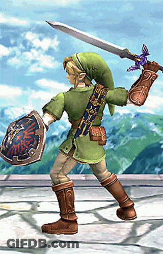 Cartoon Character Holding Sword And Shield GIF
