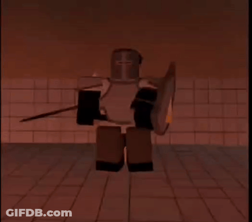 Cartoon Character Holding Sword And Shield GIF