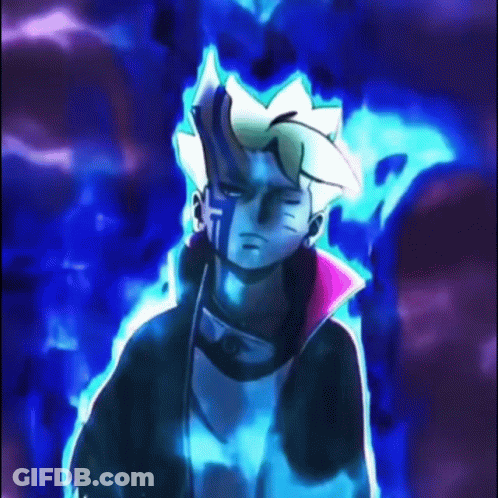 Cartoon Character Holding Sword In Dark Blue Room GIF