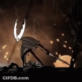 Cartoon Character Holding Sword In Dark Cave GIF