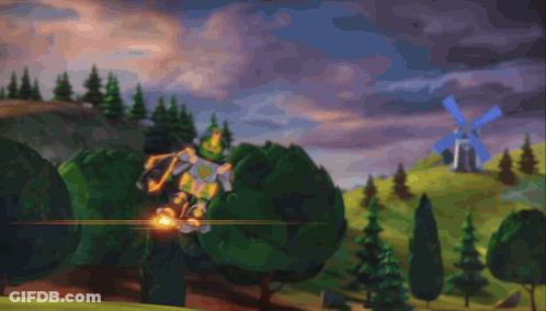 Cartoon Character Holding Sword In Field GIF