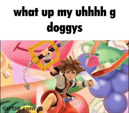 Cartoon Character Holding Sword Saying What Up GIF