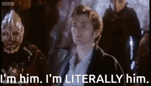 Cartoon Character Holding Sword Says I Am Him GIF