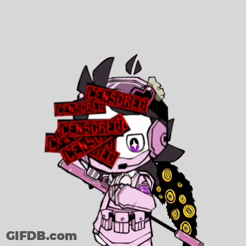 Cartoon Character Holding Sword With Censored Stickers GIF