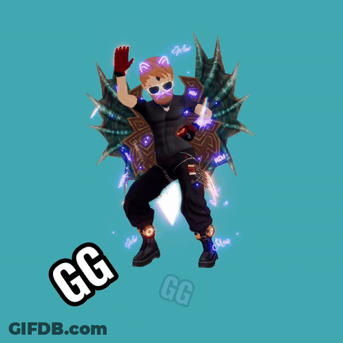 Cartoon Character Holding Sword With GG GIF