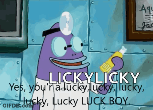 Cartoon Character Holding Toothpaste Saying Lickylicky Yes You're Lucky GIF