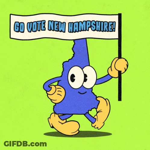 Cartoon Character Holding Vote Sign GIF