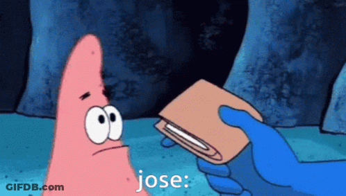 Cartoon Character Holding Wallet Says Jose GIF