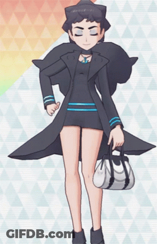Cartoon Character Holding White Bag And Black Coat GIF